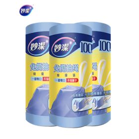 妙洁 免撕抽绳垃圾袋中号100只*3包 